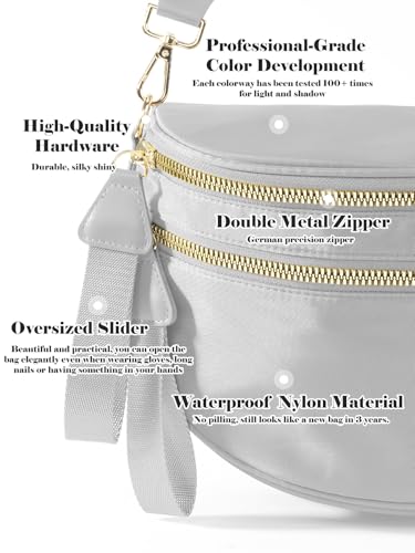 Image of Pure Colour Crossbody Bag Bum Bag for Women,Spacious Purse Fanny Packs Belt Bag,Oversized Bum Bag (Colour Bum Bag-Light Grey)
