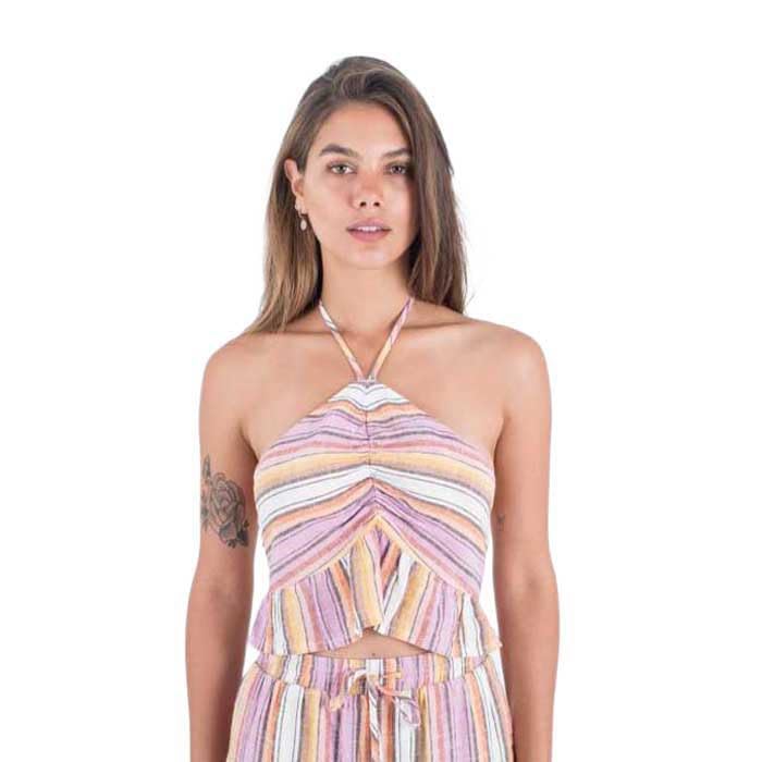 Hurley Top Halter Camiseta sin Mangas para Mujer Diseño de Rayas