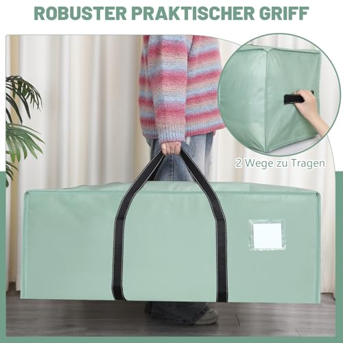 Dntorx 4 Stück 120L Aufbewahrungstasche, Heavy-Duty Umzugstaschen Wasserdicht Umzugskartons Große mit Reißverschluss Griff Faltbar Aufbewahrungsbox für Umzug Camping Kleidung Aufbewahrung (Hellgrün)