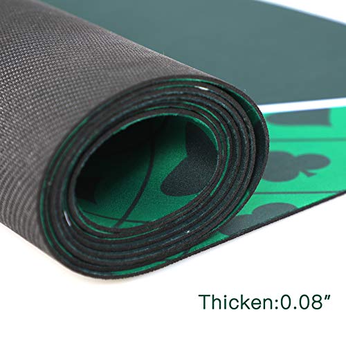 Portable Rubber Poker Mat, 71X35 Inch Professional Poker Mat, Non-Slip And Folding Poker Card Tabletop Layout With Carrying Bag For Playing Cards, Poker Games, Blackjack, Casino Use (Dark Green) #TOP4