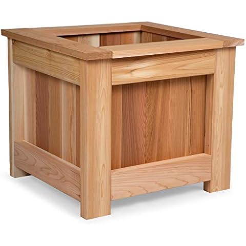 All Things Cedar BP24 Cedar Box Planter (2x2 ft) | Western Red Cedar Wood Planter Boxes | Rot Resistant Outdoor Garden Box | Handcrafted Flower Pot for Patio, Deck & Porch | 23.5x21.75x20 Cover