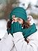 Winter Beanie Hat Scarf Gloves, Warm Fleece Knit Winter Hats Touch Screen Gloves Neck Scarf Set Winter Gifts for Unisex Adult Blue Green