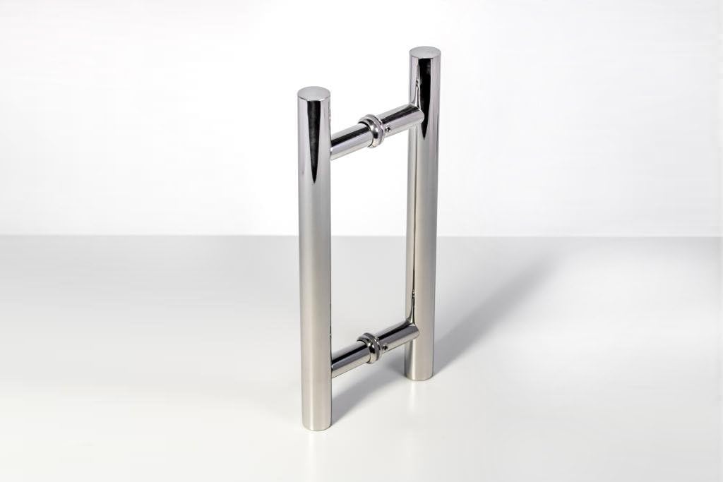 Review Product 12 Inch Round Shape Bar Stainless Steel Modern Contemporary Entry Door Handle Bar Ladder Pull Shower Glass Sliding Barn Door Entrance Interior Exterior Door Pull Push Chrome Mirror Polished Finish