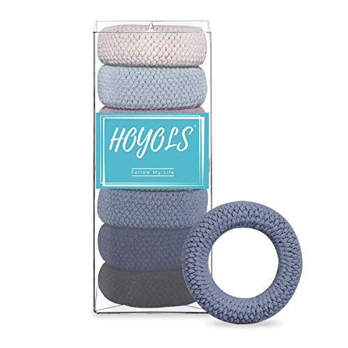 HOYOLS Large Seamless Hair Ties for Thick Hair Women Soft Stretchy Ponytail Holders