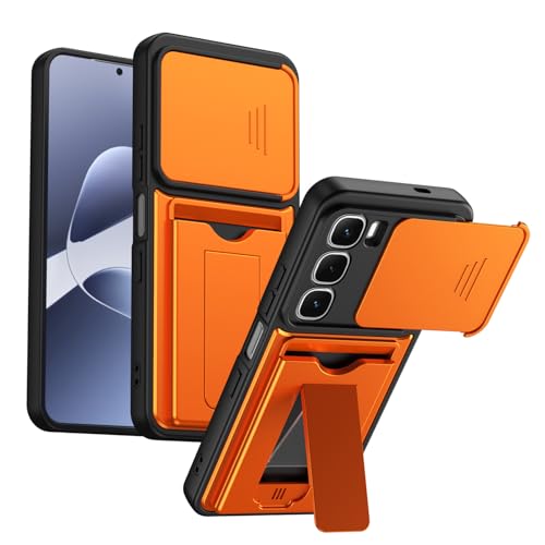 �X�}�z�P�[�X �Ή��@�� for Infinix Hot 60 Pro 4G �J�[�h�z���_�[�t���L�b�N�X�^���h�E�X���C�h�����Y�E�ϏՌ�PC+TPU�ی�J�o�[ Orange