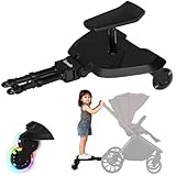 LIONELO Pedana Passeggino BUGGY BOARD con Seduta staccabile, Pedana Universale, per Bambini da 2 a 5 anni, Portata 25 kg, Ammortizzazione, Montaggio Universale, Ruote a LED, Pedane mobili