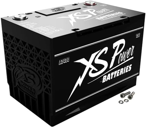 XS Power A3400 3300 Amp AGM Battery with M6 Terminal Hardware - 12 Volt 80Ah 1150CA Deep Cycle AGM Powercell for Car Audio Systems or Electronics- 49.97 lbs, Maintenance Free, Sealed Design