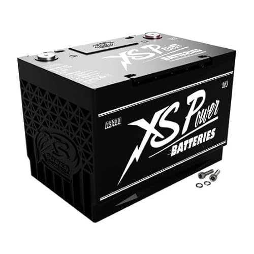 XS Power A3400 3300 Amp Antique Style AGM Battery with M6 Terminal Hardware - Group 34 12 Volt 80Ah 1150CA Deep Cycle AGM Powercell for Car Audio Systems and Performance Cars