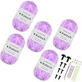 Katech 5 ovillos de 100 g de felpilla, lana de bebé aterciopelada con ojos de...