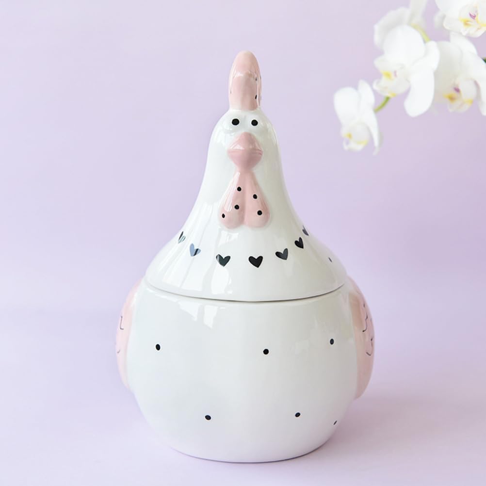 Alipis Ceramic Cookie Jar Rooster Cookie Jar Chicken Shaped Egg Storage Basket Hen Egg Holder Tea Canister Farmhouse Kitchen Organizer