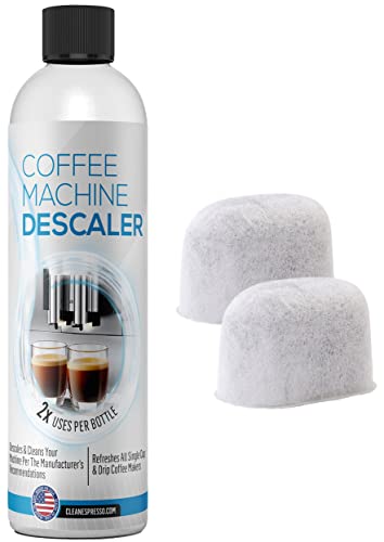 Descaling Solution for Coffee & Espresso Machines - 2 Bottle Pack (4 Uses) - Universally Compatible Descaler Cleaner for Keurig, Breville, Nespresso, Delonghi & All Single Use or Drip Machines
