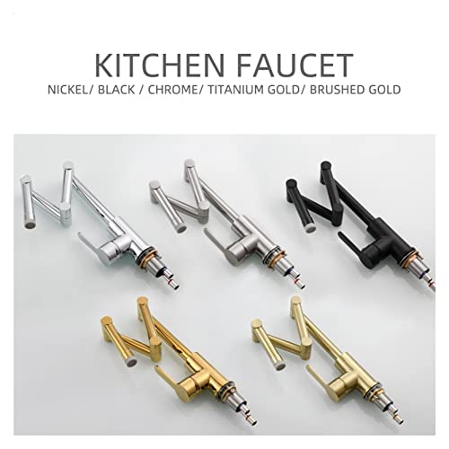 Grifo de cocina triple arm plegable de tres secciones de níquel para agua fría y caliente 7