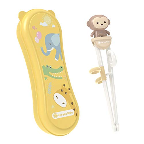 Bledyi Essstäbchen für Kinder, wiederverwendbar, einfach zu bedienen, rechts, Cartoon-Lernstäbchen, Anti-Verrenkung, Schnalle, Design für Anfänger, inklusive tragbarer Box Cover