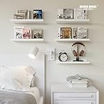 RICHER HOUSE 5 Set White Floating Shelves, Wall Mounted Shelves for Wall Decor, Modern Picture Ledge Shelf with Lip for Wall Storage Nursery, Bedroom, Living Room, Bathroom - White - Image 2