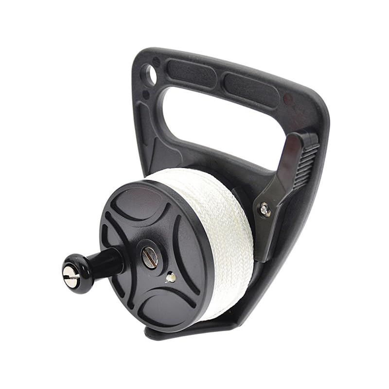 JT-HLM Scuba Dive Reel with Thumb Stopper High Visibility Line Diving Reel Finger Spool for Safety Diving Snorkeling (46m Black)