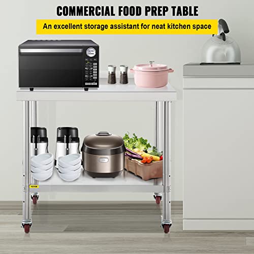 image for VEVOR Stainless Steel Prep Table, 36 x 24 x 35 Inch, 440lbs Load Capac
