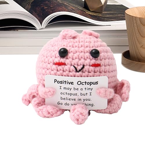 ポジティブな編みぐるみ動物 - 応援カード付きかぎ針編み人形 - 同僚 教師 学生 女性 男性 友人への励ましギフト モチベーショナルドール,心を明るくするギフト