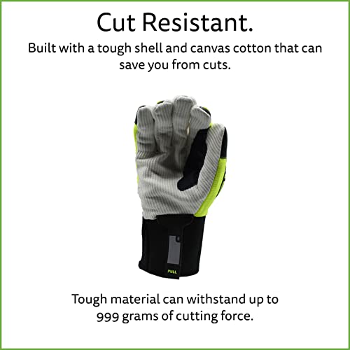 Cordova 7720 High-Visibility Impact Gloves, Corded Canvas Palm, Spandex Back, Tpr Impact Protection, Spandex Back, Neoprene Cuff, On And Off Pull Tabs, Cut-Resistant, Aramid Thumb, Medium #TOP3