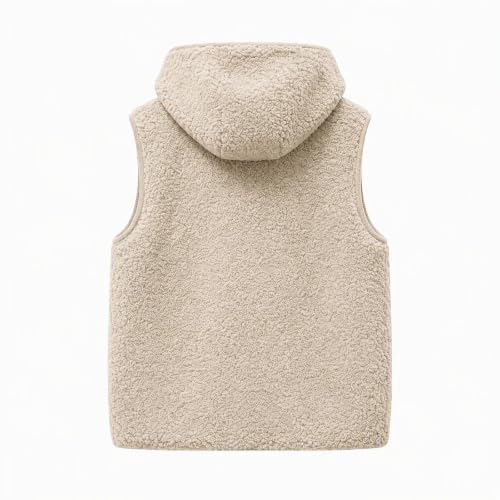 Womens Sherpa Fleece Vest Hooded Button Front Pockets Casual Fall Layering - image 5