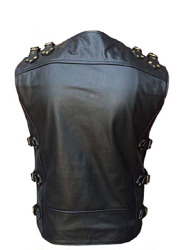 MENS REAL COW LEATHER BLACK HEAVY DUTY MOTORCYCLE BIKER STYLE VEST WAISTCOAT4