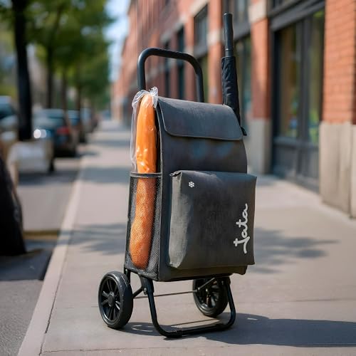 Miniatura 3 de Jata Hcar2504 - Carro De La Compra 2 Ruedas. De 40l Con Bolsa Refrigerante Para Congelados. Carga Hasta 30 Kg. Bolsillos Laterales Y Trasero. Chasis De Acero. Ligero