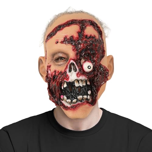 Masque de zombie effrayant Halloween latex taché de sang