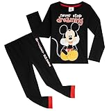 Disney Schlafanzug Jungen, Mickey Mouse Pyjama Kinder Schwarz, 100% Baumwolle Kinder Schlafanzug Lang 18 Monate bis 6 Jahre, Kleinkind und Baby Pyjama Lang (3/4 Jahre, Schwarz)