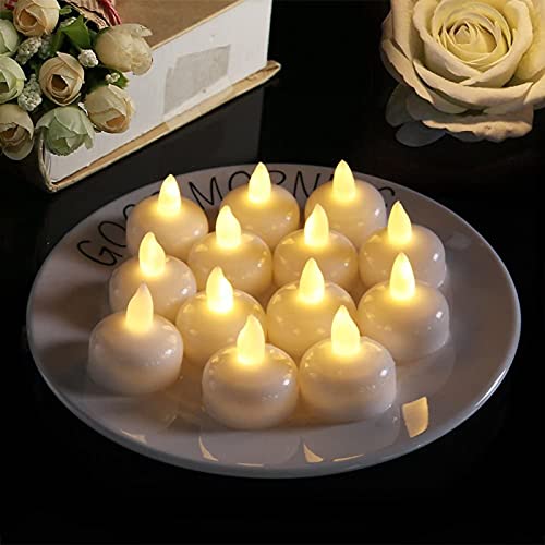 Image of One94Store Plastic 12 Pcs Water Activated Sensor Tea Lights, Waterproof Flameless Tea Lights, Floating Led Candles for Bathtub Wedding Decorative Floating Tealight Candles (12 Piece, Yellow, 2 Cm)