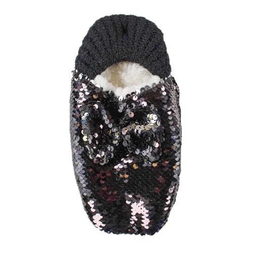 Sequin Slipper Socks With Sequin Bow - Main Image