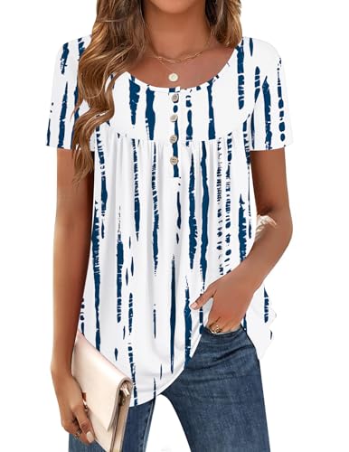 Zeagoo Women Tunics Tops Short Sleeve Summer Shirts Dressy Casual Blouses