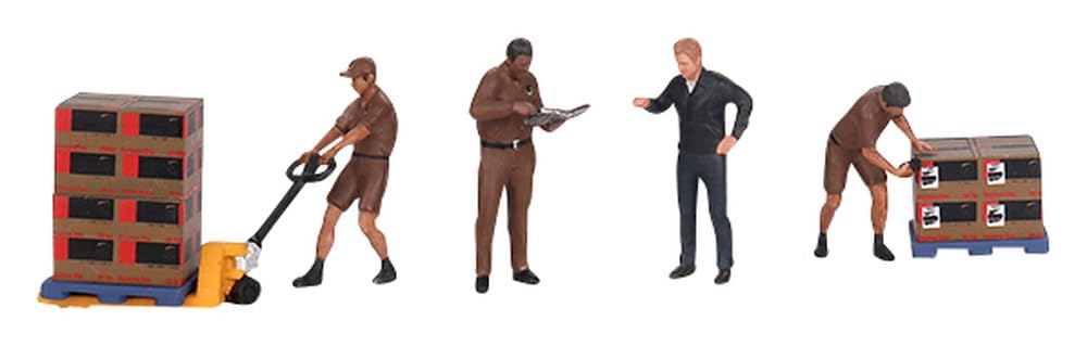 Figurines Mini GT UPS Driver and Workers 2023 pour diorama à l'échelle 1:64