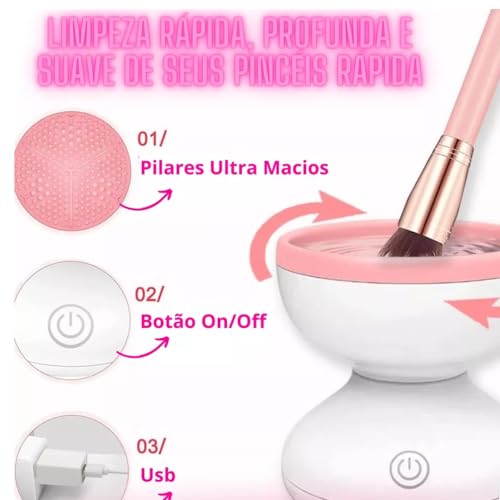Lavador Higienizador Limpador de Pincel Maquiagem Automático Brush Colors Linha Premium Focacer