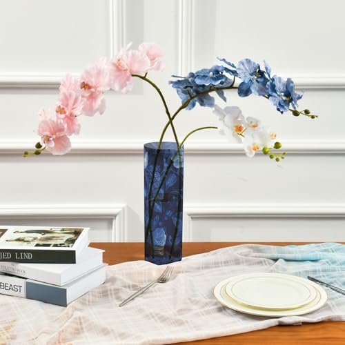 Vase en plastique bleu roi grand format 30 cm de haut pour centre de table