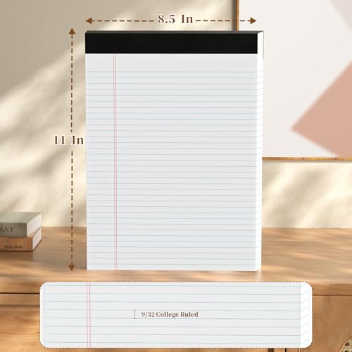 AILZFEI Pacote com 6 blocos de notas de papel branco pautado universitário, 21 x 28, bloco de notas