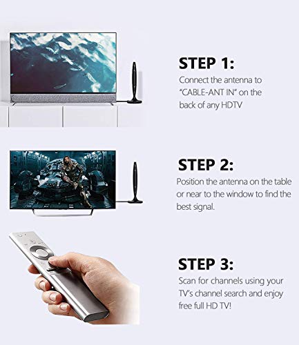 Weguard Tv Antenna - Hdtv Antenna Support 4K 1080P, 130 Miles Range Digital Antenna For Hdtv, Vhf Uhf Channels Antenna With Amplifier Signal Booster - 18 Ft Premium Coaxial Cable #TOP4