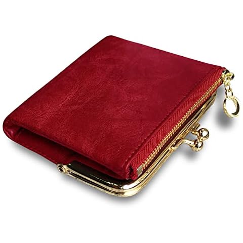 TOPKULL Womens Wallet Small Bifold Rfid Ladies Mini Vintage Coin Purse With Zipper and Kiss Lock (Red) Cover