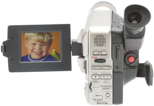 Geri view of RCA CC6393 camcorder showing controls and battery compartment