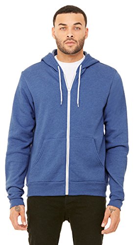 BELLA+CANVAS Unisex Sponge Fleece Full-Zip Hoodie - Heather True Royal
