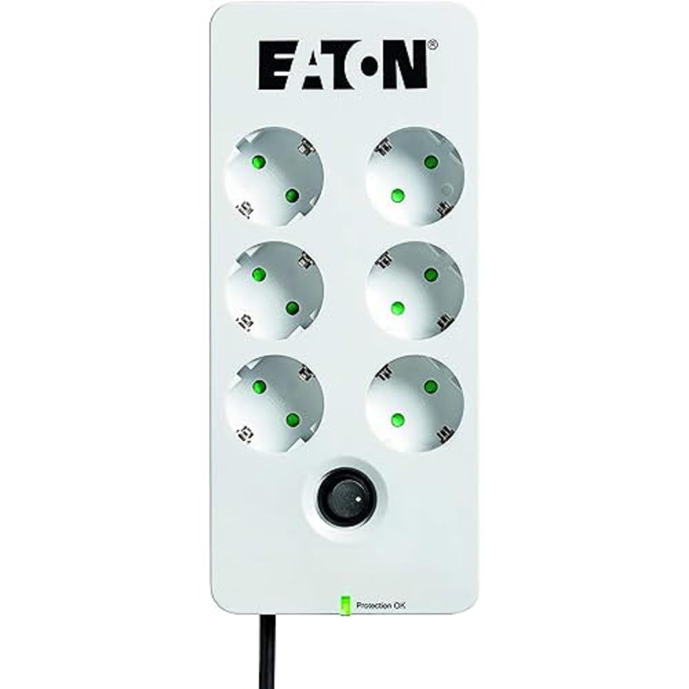 Eaton Protection Box 6 DIN Power Strip with Surge Protection 6 Schuko Sockets White