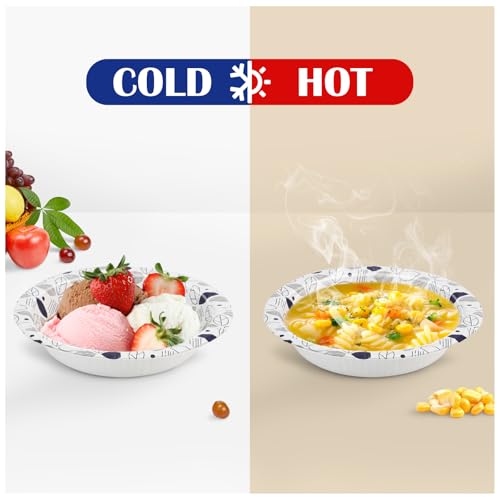 image for Lamosi 150 Counts 12 oz Paper Bowls, Heavy Duty Soak Proof Paper Bowls