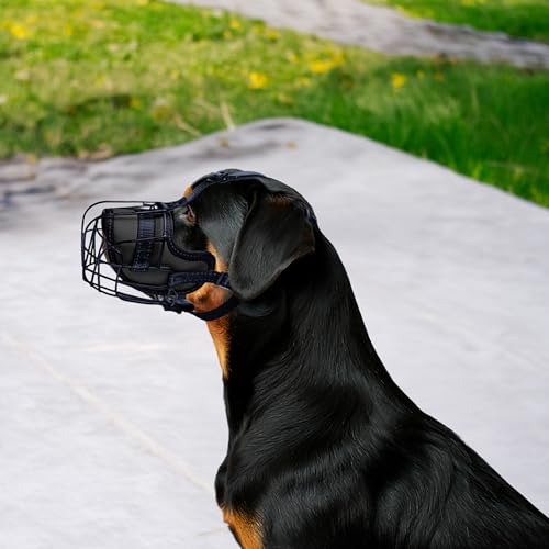 OOPSDOGGY Metal Dog Muzzle for Large Dog, Adjustable Brethable Wire Basket for Rottweiler to Prevent Biting Chewing (Black) by OOPSDOGGY - Image 9
