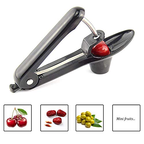Cherry Pitter, Yisscen Cherry Olive Seed Remover Tool With Food-Grade Silicone Cup, Heavy-Duty Cherry Stoner/Cherry Core Remover/Oliver Pitter With Space-Saving Lock Design (Black) #TOP3