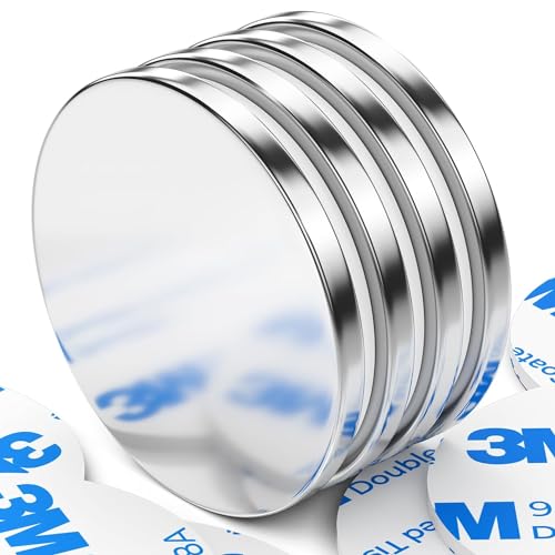 FINDMAG 4 Pack Disc Magnets,Super Strong Adhesive Magnets, 25 x 2mm Fridge Magnet with Double-Sided Adhesive for Craft, Whiteboard, DIY, Building, Scientific, and Office Magnet