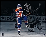 Zach Hyman Edmonton Oilers Autographed 16' x 20' Royal Jersey Celebrating Photograph - Autographed NHL Photos