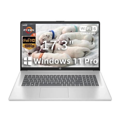 Image of HP 17.3 inch Business Student Laptop - AMD Ryzen 5 7430U(6-Core), FHD (1920 x 1080) IPS Display, Wi-Fi 6, Win 11 Pro, 16 GB RAM, 512GB SSD, Natural Silver