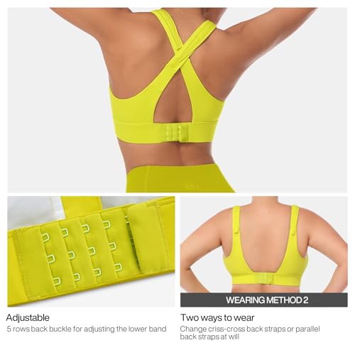 Image of High Impact Sports Bras for Women Adjustable Zip Front Plus Size Workout Bra Full Coverage Removable Padded Running