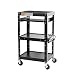 Pearington AV and Presentation Cart Stand for Video Projector, TV, Laptop Computers, Printers-Metal Construction Rolling Storage Cart with Adjustable Shelves and 4 wheels;4 outlets and 12" cord, Black