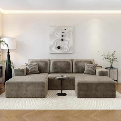 Image of Settab 95 inch Boneless Couch Modular Sectional Sofa with Ottoman,U Shape Lounge Cloud Couch,Flexible Module Combination for Living Room, No Assembly