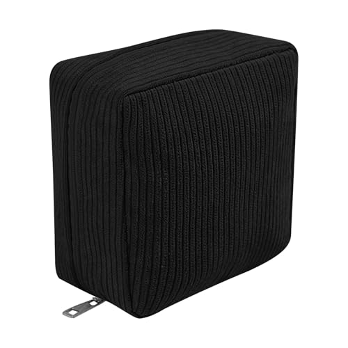Period Bag, Corduroy Sanitary Napkin Storage Bag,First Period Kit for Girls,Sanitary Disposal Bags for School Office Storage Sanitary Products (Black)