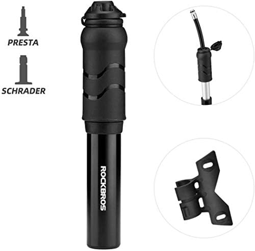 ROCKBROS Bike Pump Mini Bicycle Pump Compatible with Presta & Schrader Valves High Pressure 100PSI Bike Pumps for Mountain Road Bikes, Racing Bikes, E-bikes